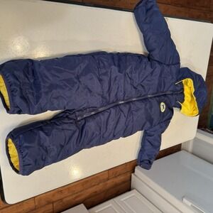Baby Extreme One-Piece Fleece Lined Winter Snowsuit Navy Blue W/Yellow 12-18m